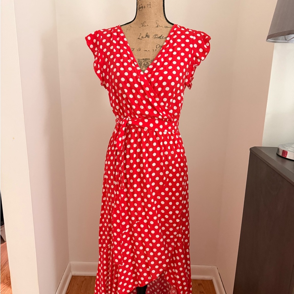 Red‎ Polka Dot Wrap Dress